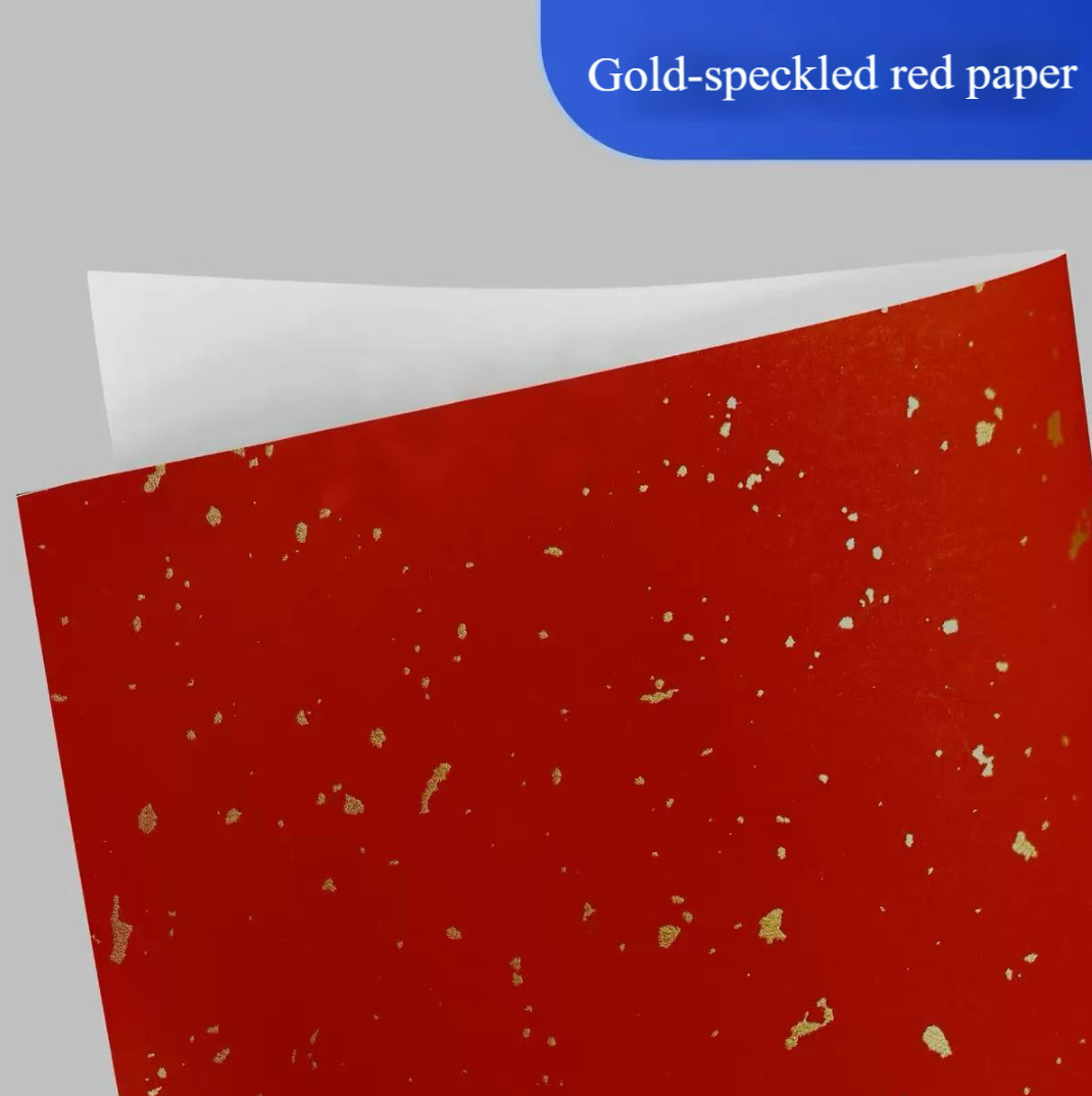 Gold-speckled Red paper Self-adhesive sticker